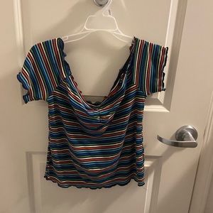 Blue tube top with stripes